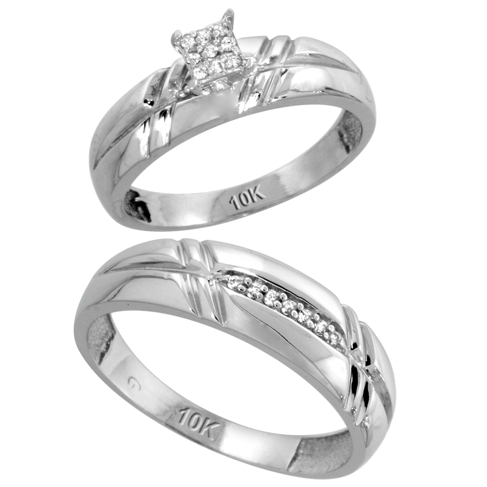 white gold wedding ring sets for bride and groom