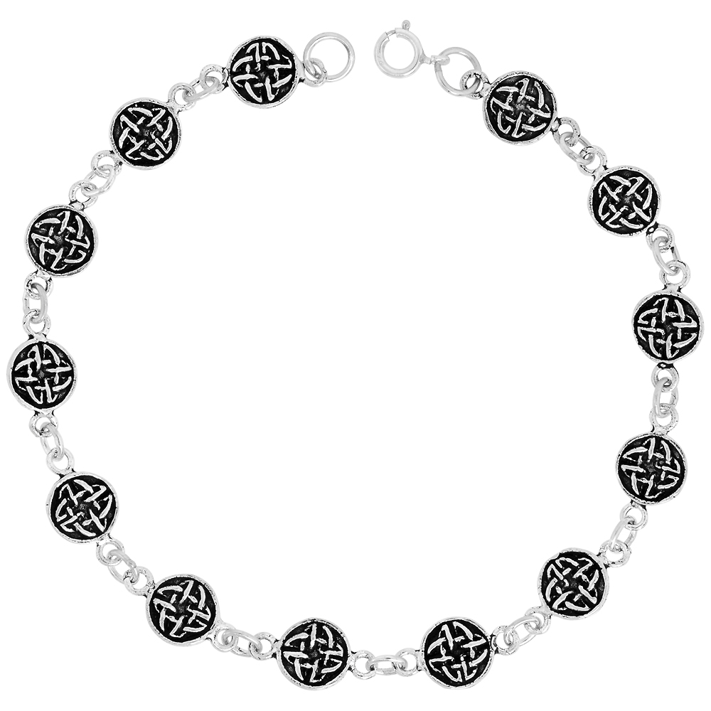 Dainty Sterling Silver Celtic Bracelet for Women and Girls, 5/16 wide 7.5 inch long