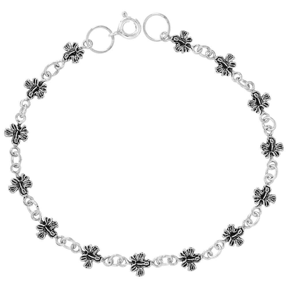 Dainty Sterling Silver Butterfly Bracelet for Women and Girls, 1/4 wide 7.5 inch long