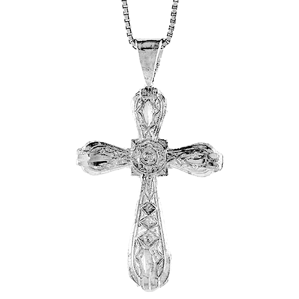 Sterling Silver Cross Pendant, 1 1/4 inch