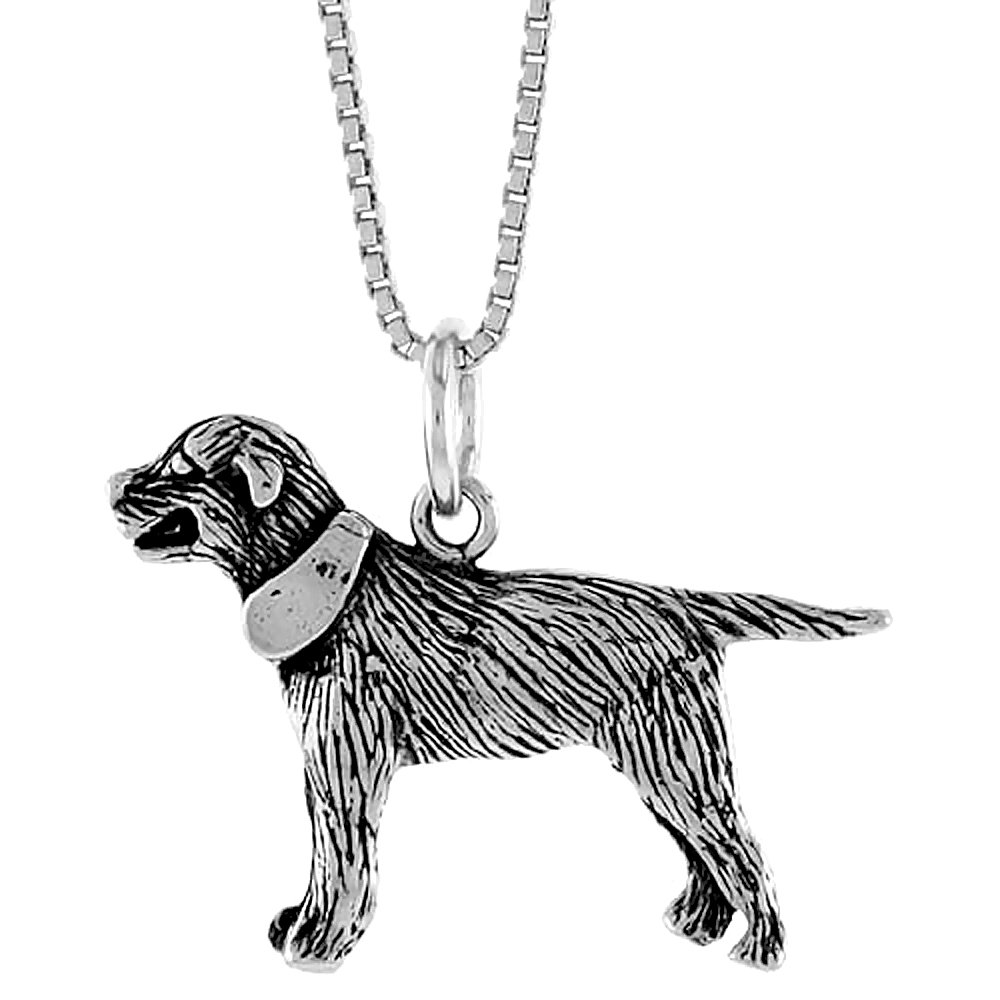 Sterling Silver Labrador Retriever Pendant, 3/4 inch Tall