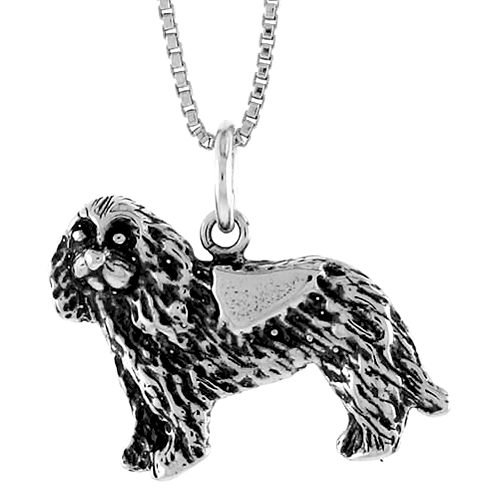 Sterling Silver Dog Pendant, 3/4 inch Tall
