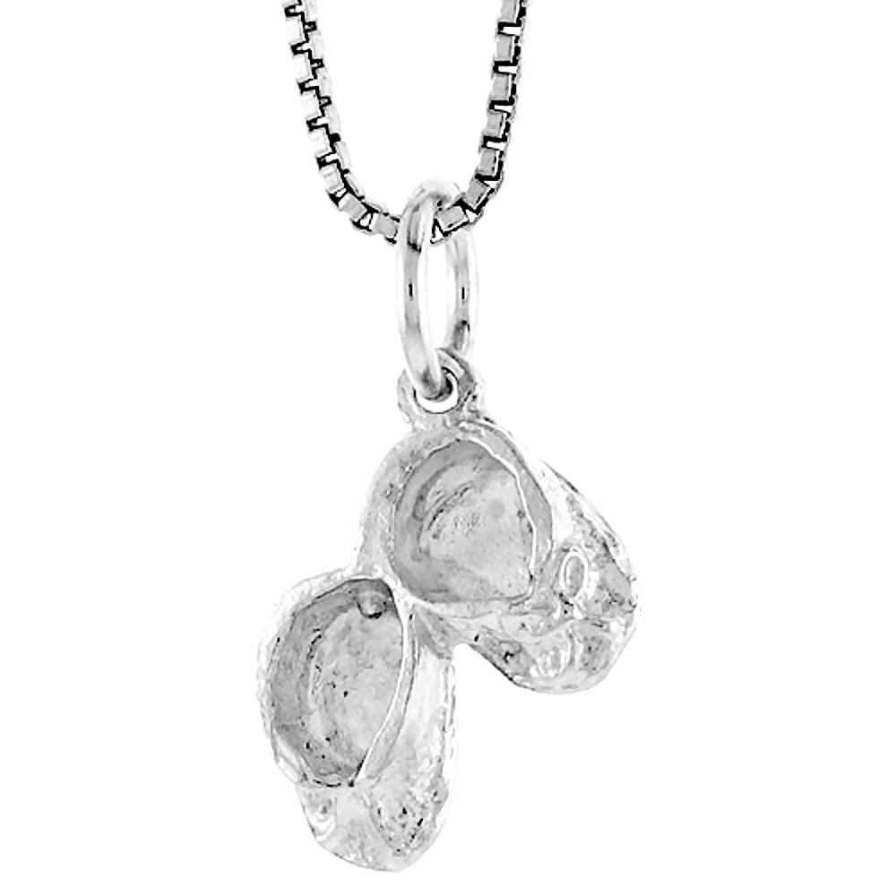 Sterling Silver Baby Booties Pendant, 1/2 inch Tall
