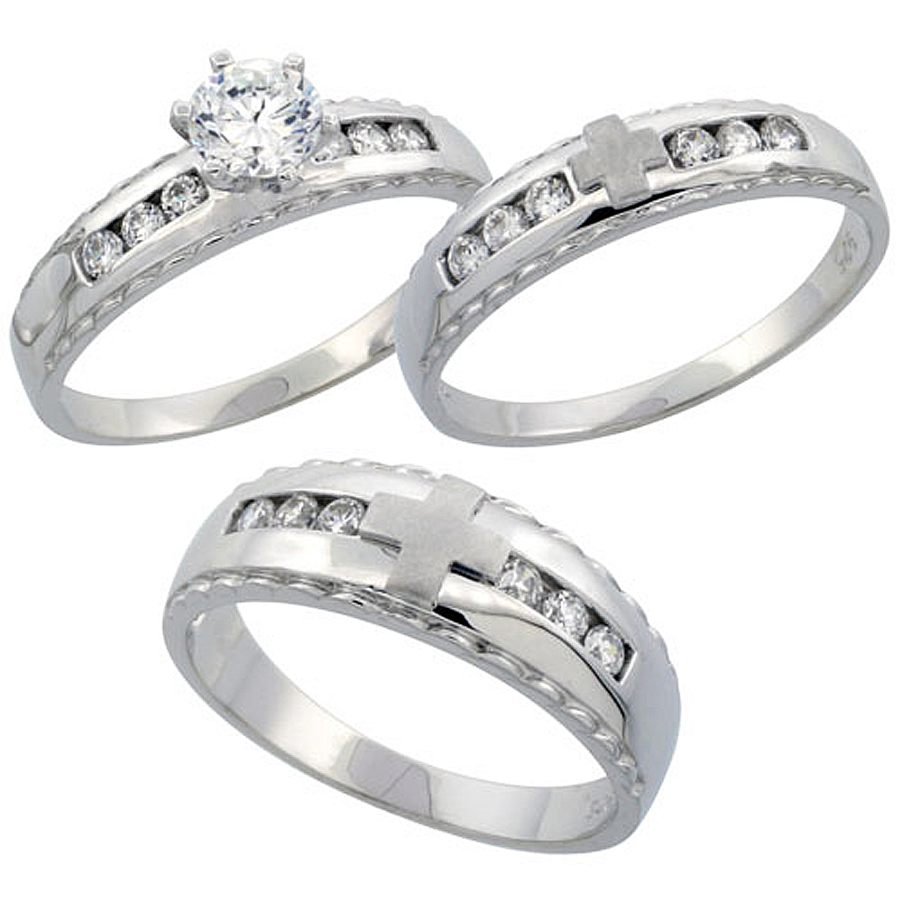 his and hers trio wedding ring sets