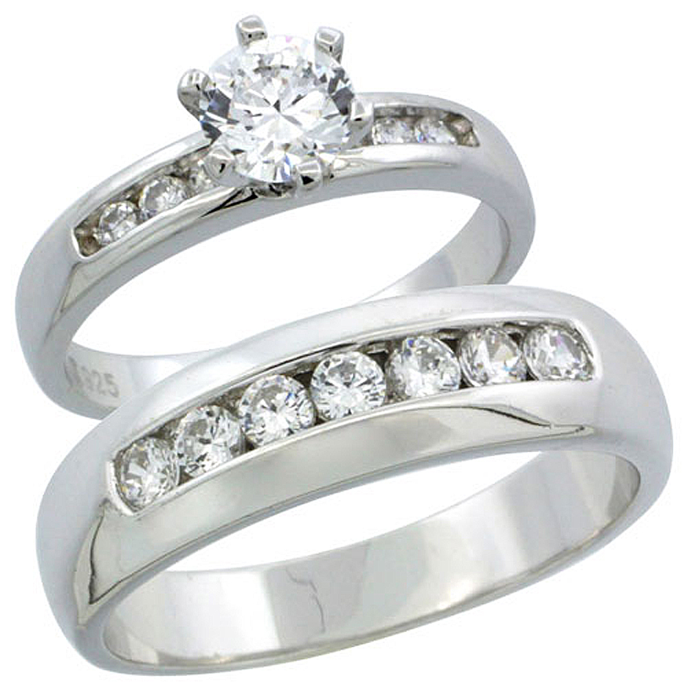 sterling silver cubic zirconia engagement rings set for him her classic channel set 6mm man - Cheap Wedding Rings Sets For Him And Her sterling silver cubic zirconia engagement rings set for him her classic channel set 6mm man - Cheap Wedding Rings Sets For Him And Her