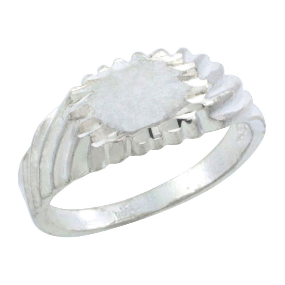 Sterling Silver Rectangular ID Baby Ring / Kid\'s Ring / Toe Ring (Available in Size 1 to 5)