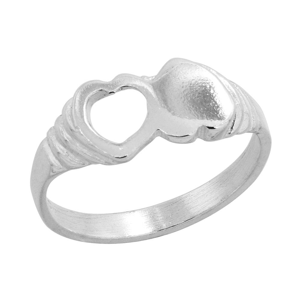 Sterling Silver Double Heart Baby Ring / Kid\'s Ring / Toe Ring (Available in Size 1 to 5)