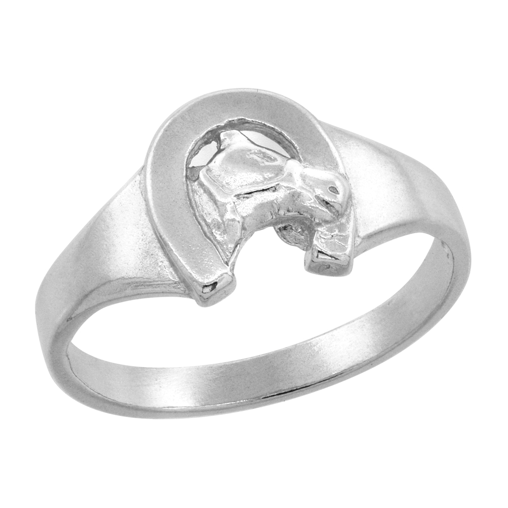Sterling Silver Horse Shoe Baby Ring / Kid\'s Ring / Toe Ring (Available in Size 1 to 5)