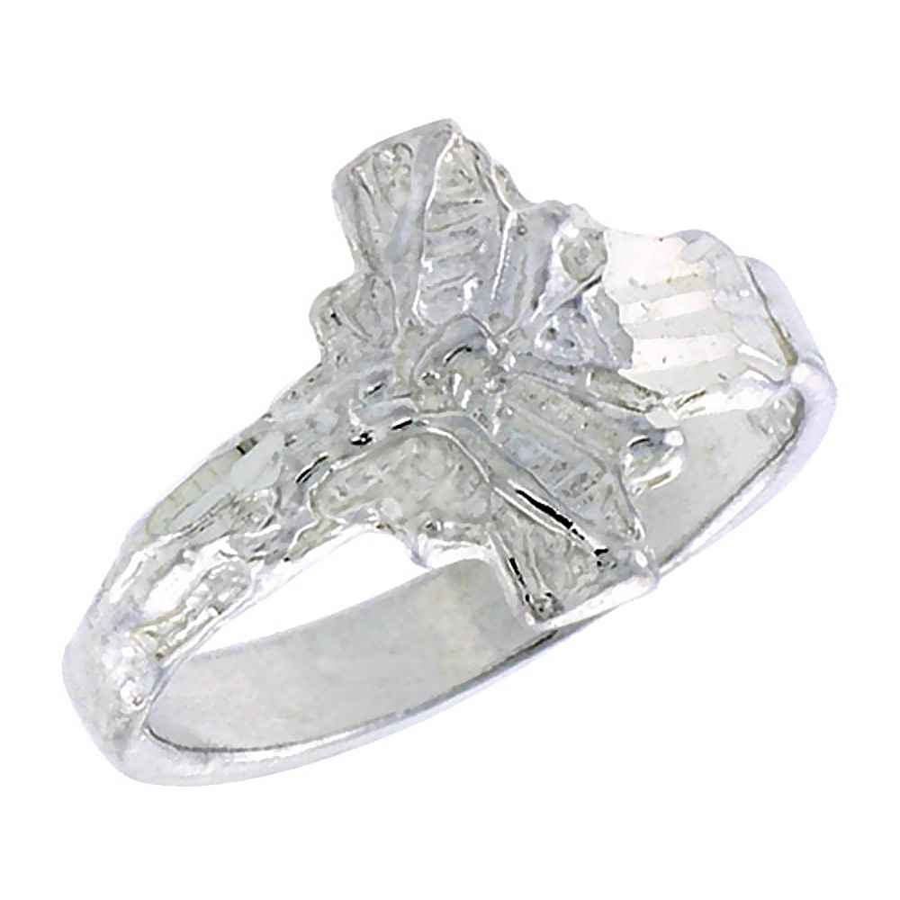 Sterling Silver Crucifix Baby Ring / Kid\'s Ring / Toe Ring (Available in Size 1 to 5)