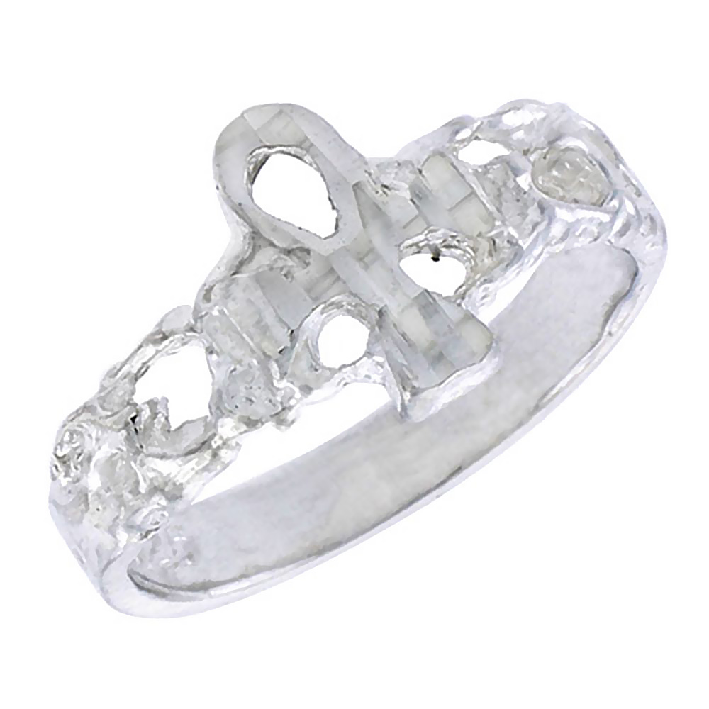 Sterling Silver Ankh Cross Baby Ring / Kid\'s Ring / Toe Ring (Available in Size 1 to 5)