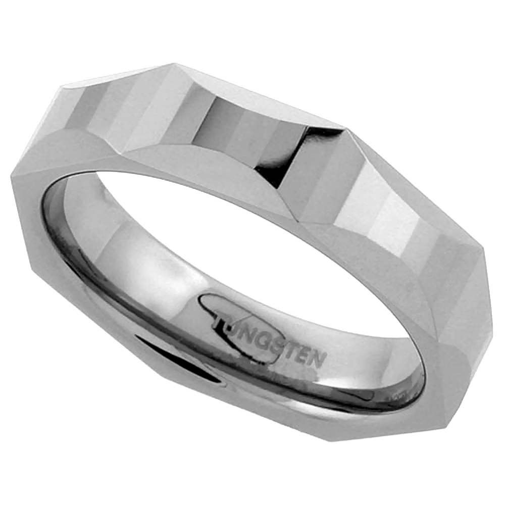 1/4" ( 5.5 mm ) Tungsten Carbide Comfort Fit Domed Band w/ Hour Glass Facets
