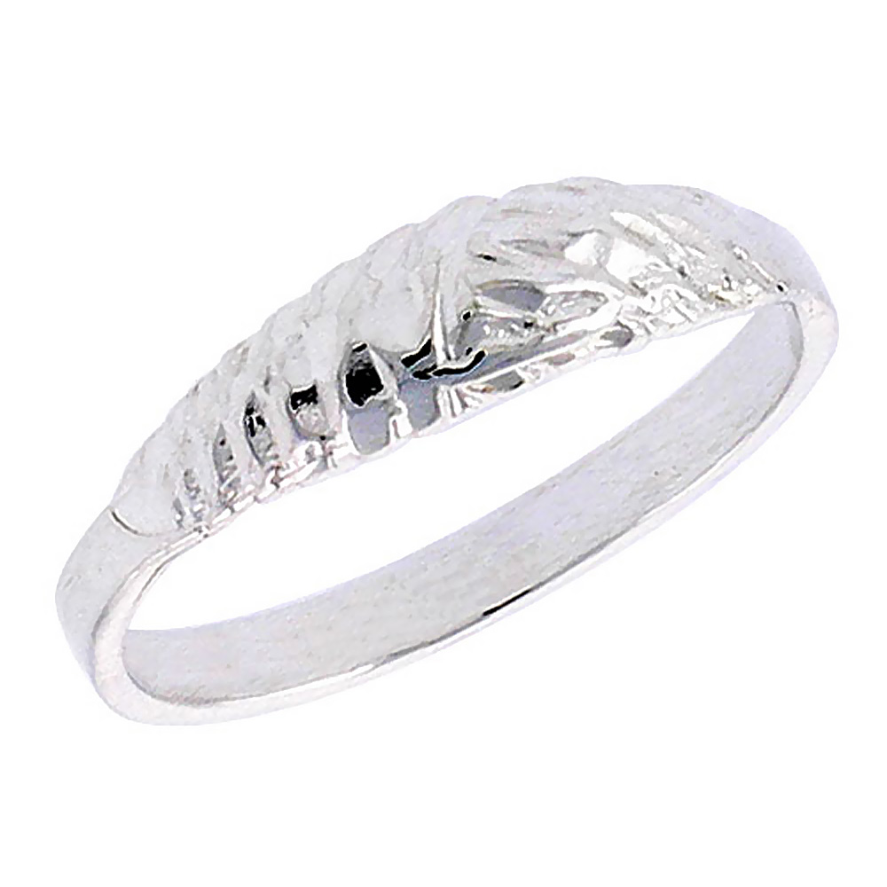 Sterling Silver Textured Half Round Baby Ring / Kid\'s Ring / Toe Ring (Available in Size 1 to 5)