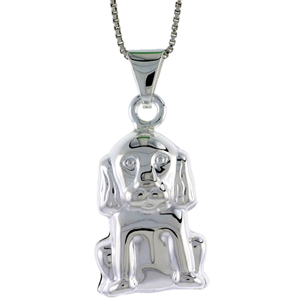 Sterling Silver Large Dog Pendant Hollow Italy 1 inch Tall