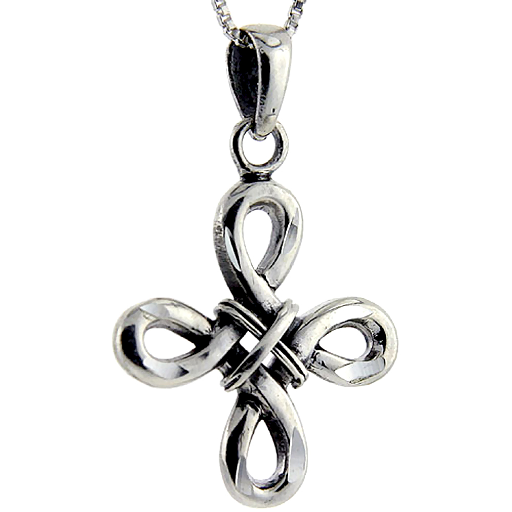 Sterling Silver Celtic Everlasting cross Pendant, 1 1/8 inch long