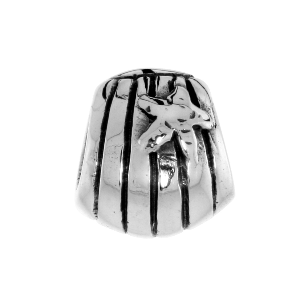 Sterling Silver Starfish Bead Charm for most Charm Bracelets