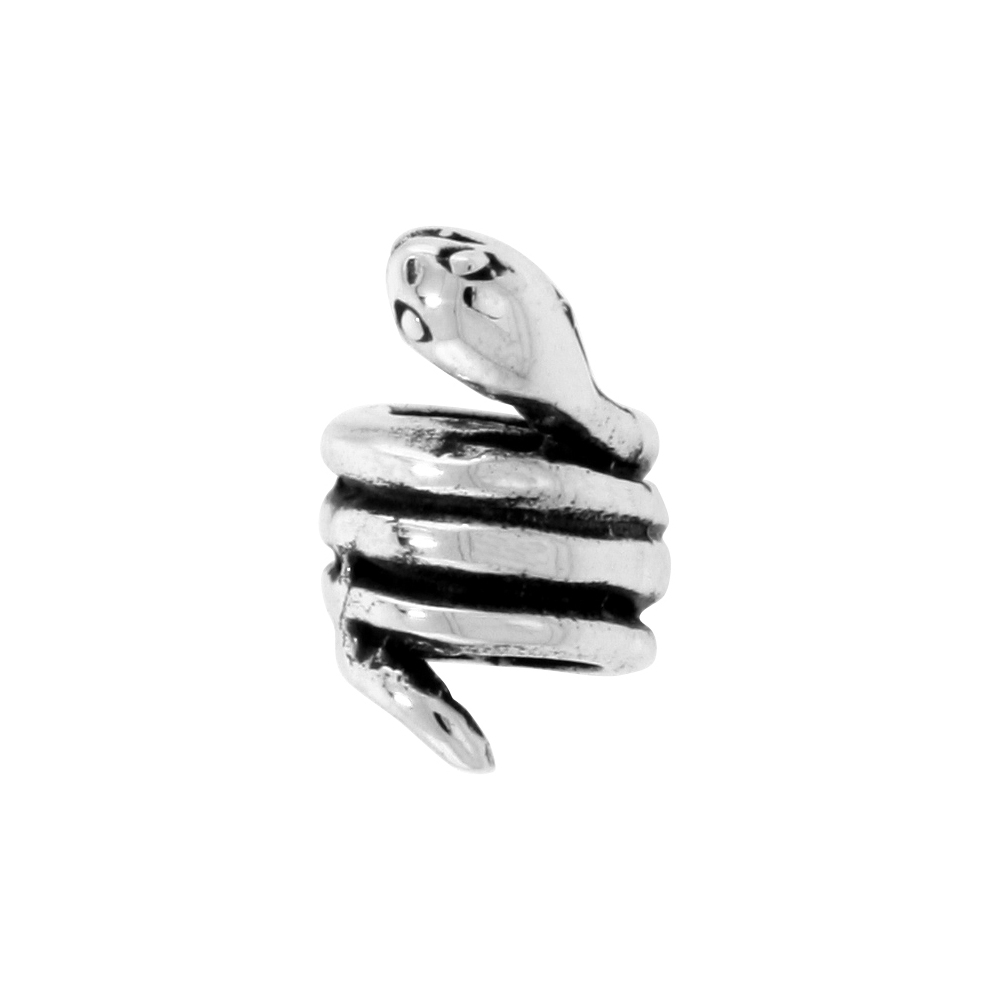 Sterling Silver Snake Bead Charm for most Charm Bracelets