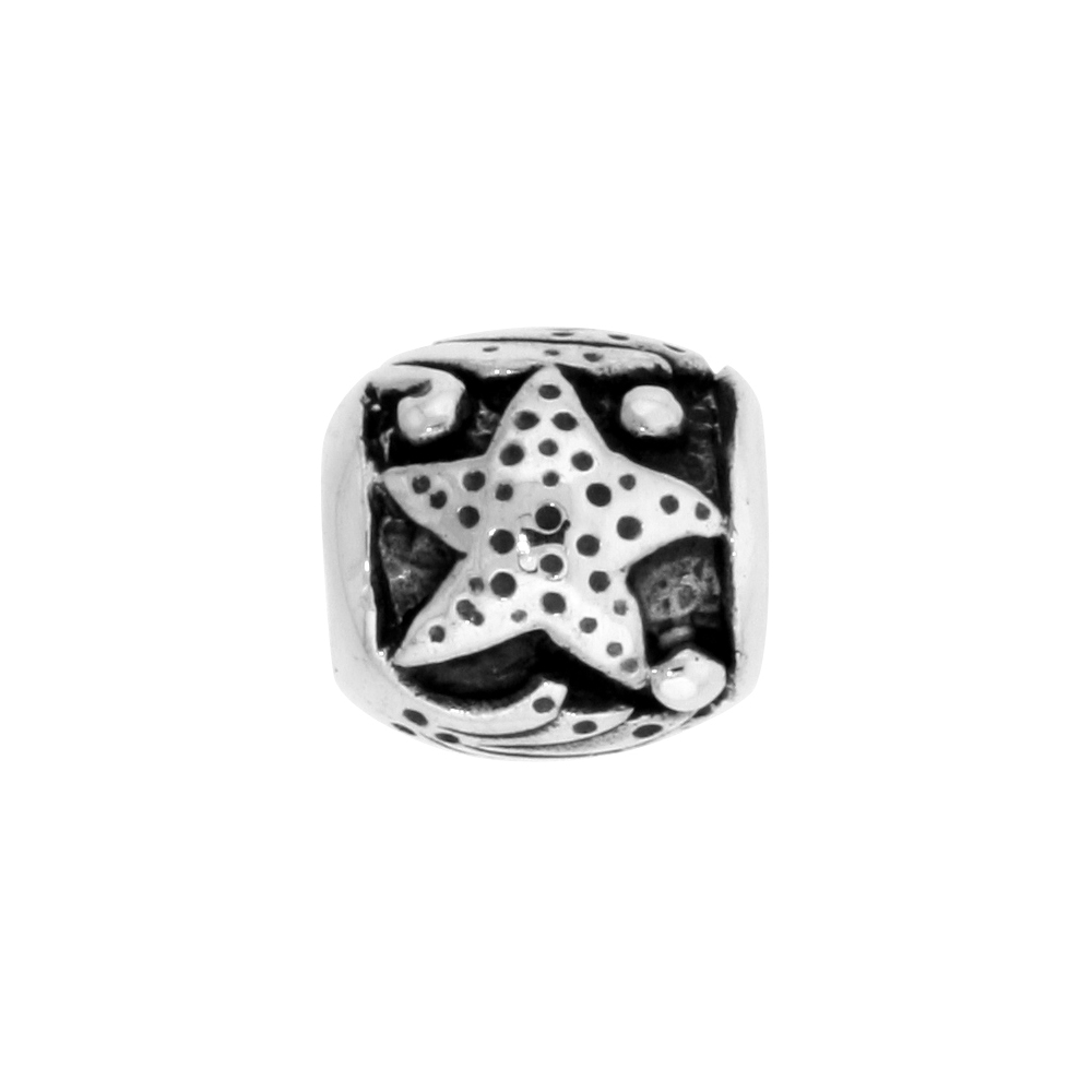 Sterling Silver Starfish Bead Charm for most Charm Bracelets