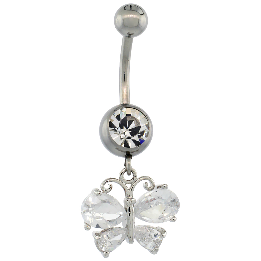 Quality Stainless Butterfly Crystals Piercing