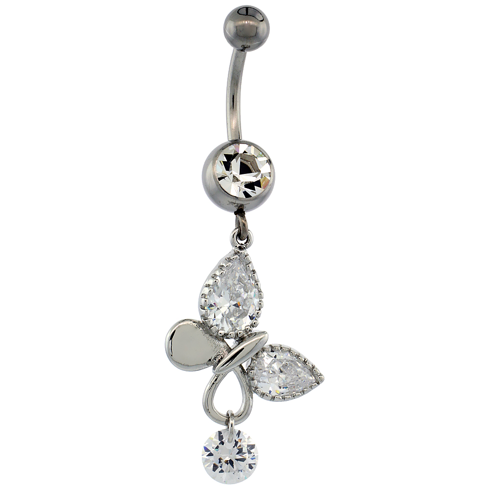 Quality Stainless Butterfly Crystals Piercing