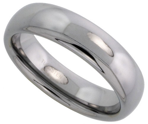 Tungsten Carbide 6 mm Domed Wedding Band Thumb Ring His Hers Highly 