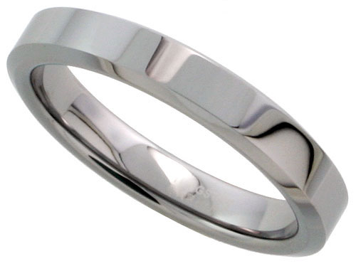 Tungsten Carbide 4 mm Flat Wedding Band Thumb Ring His Hers Mirror 