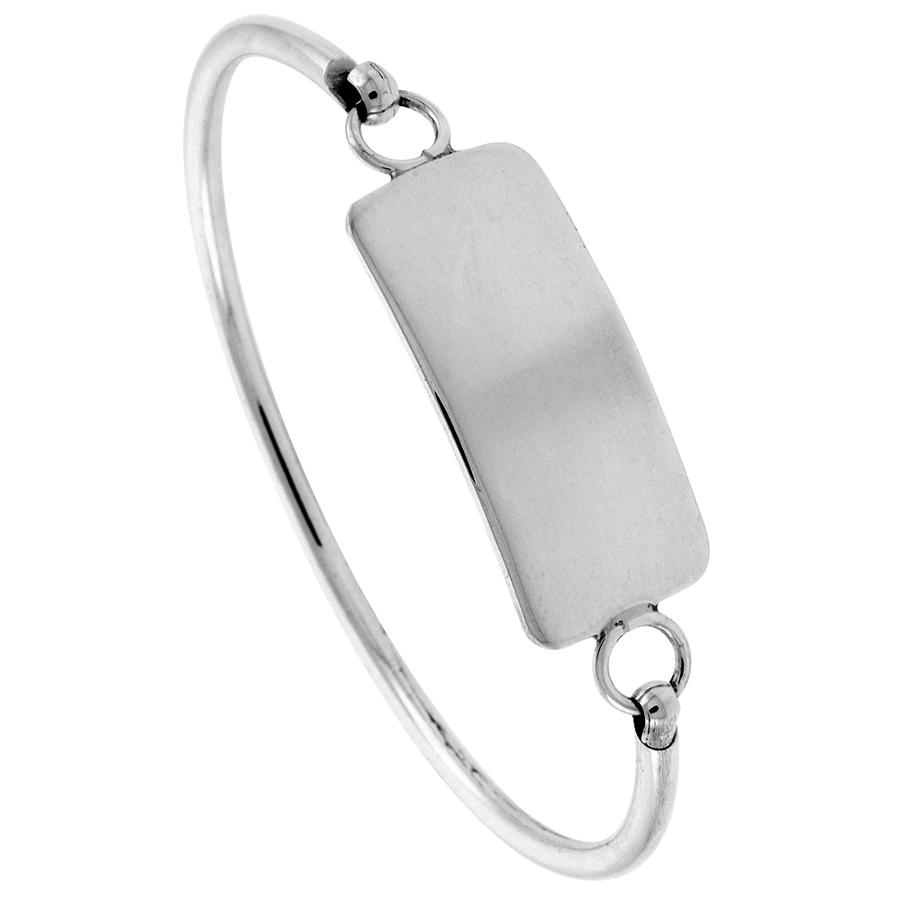 Sterling Silver Plain Flat High Polish Slip-on Bangle Bracelet 18 ...