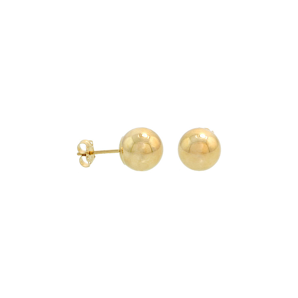 10K YELLOW GOLD 8MM BALL EARRINGS STUDS