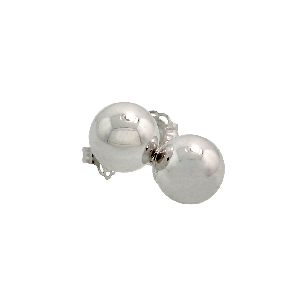 10K WHITE GOLD 7MM BALL EARRINGS STUDS