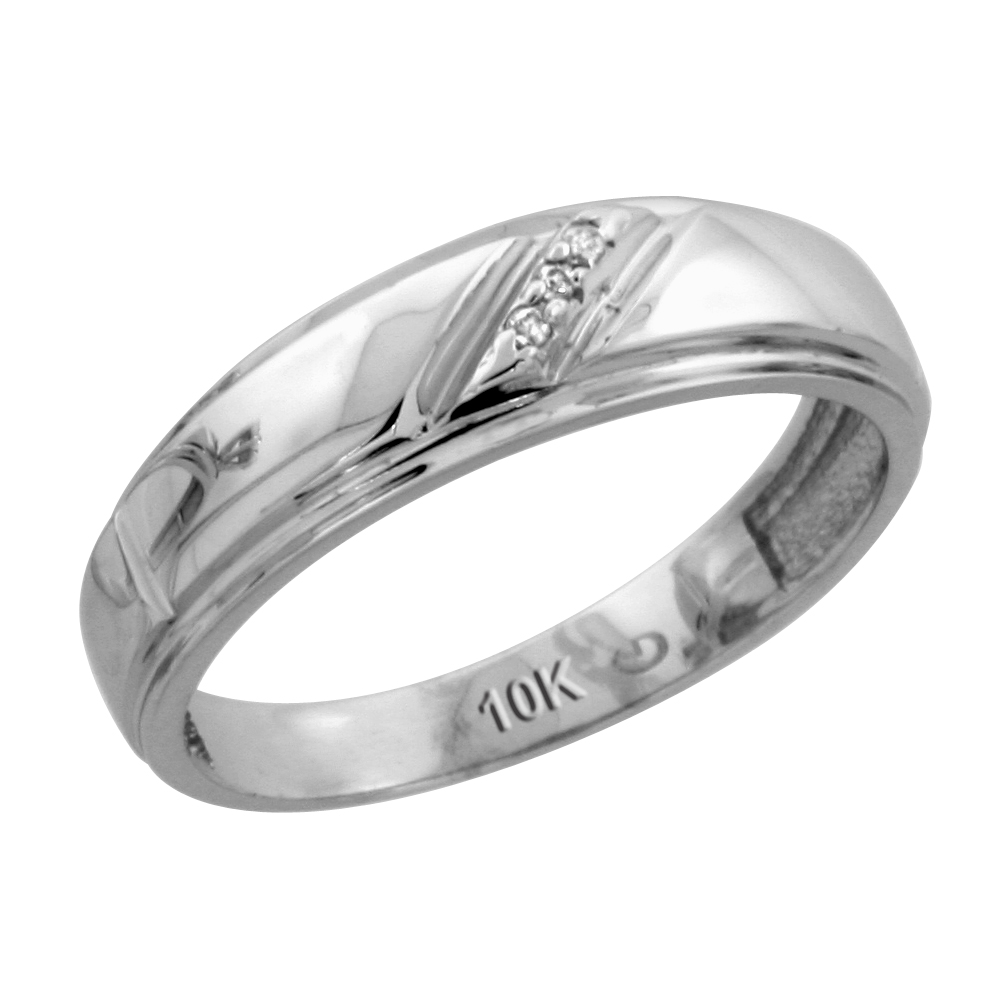 10k White Gold Ladies&#039; Diamond Wedding Band, 7/32 inch wide