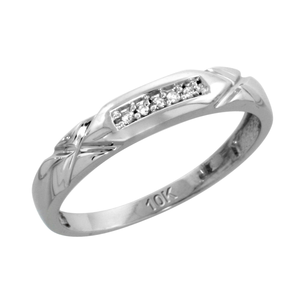 10k White Gold Ladies&#039; Diamond Wedding Band, 1/8 inch wide