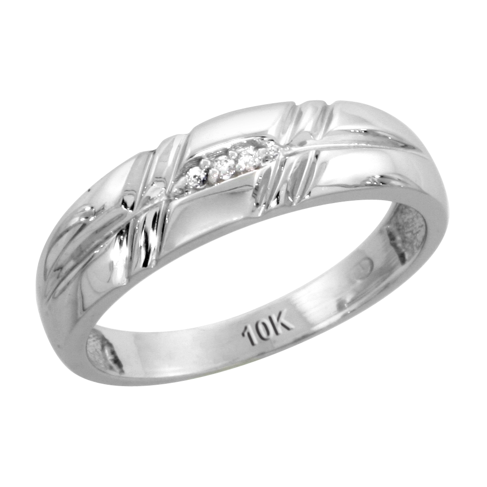 10k White Gold Ladies&#039; Diamond Wedding Band, 7/32 inch wide