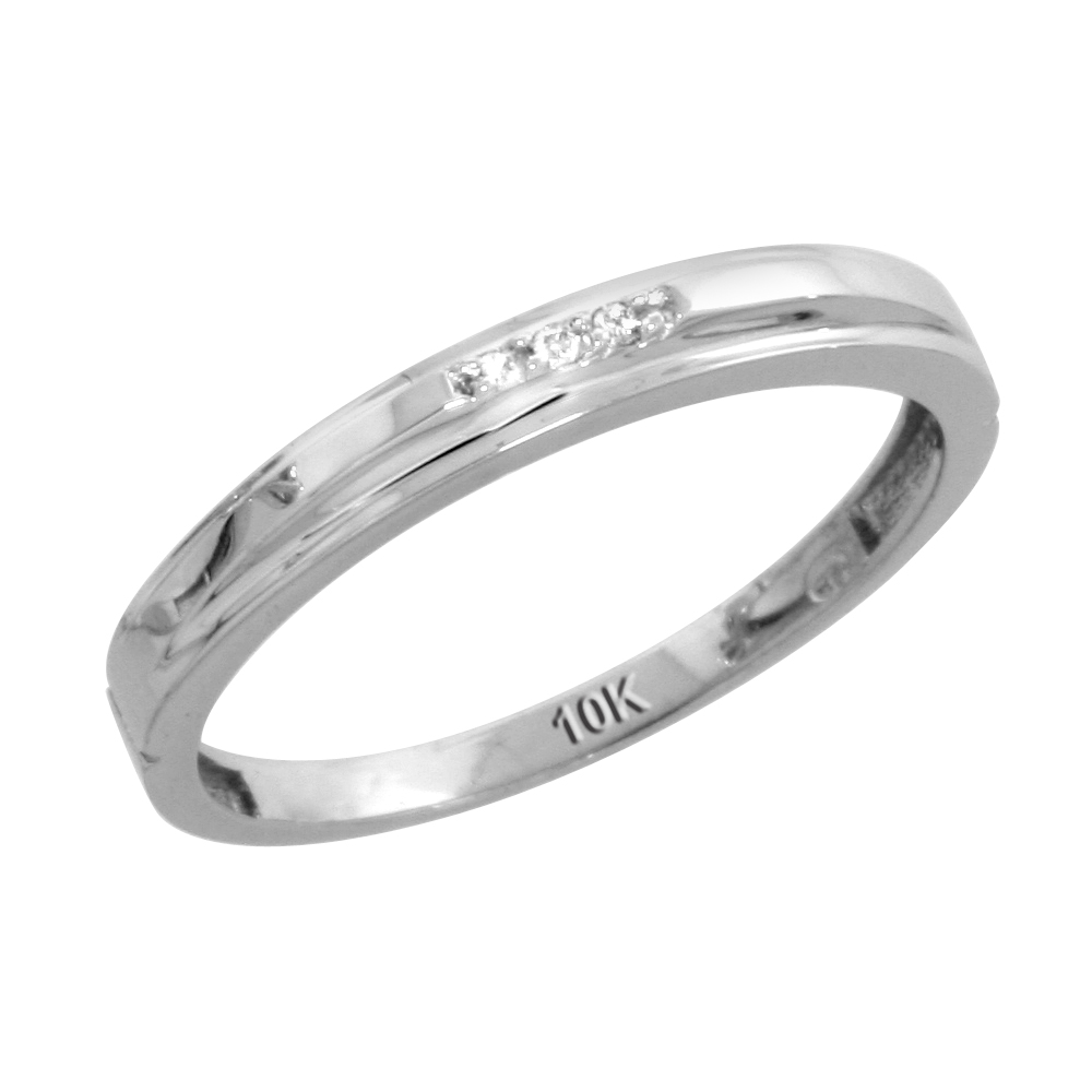 10k White Gold Ladies&#039; Diamond Wedding Band, 1/8 inch wide