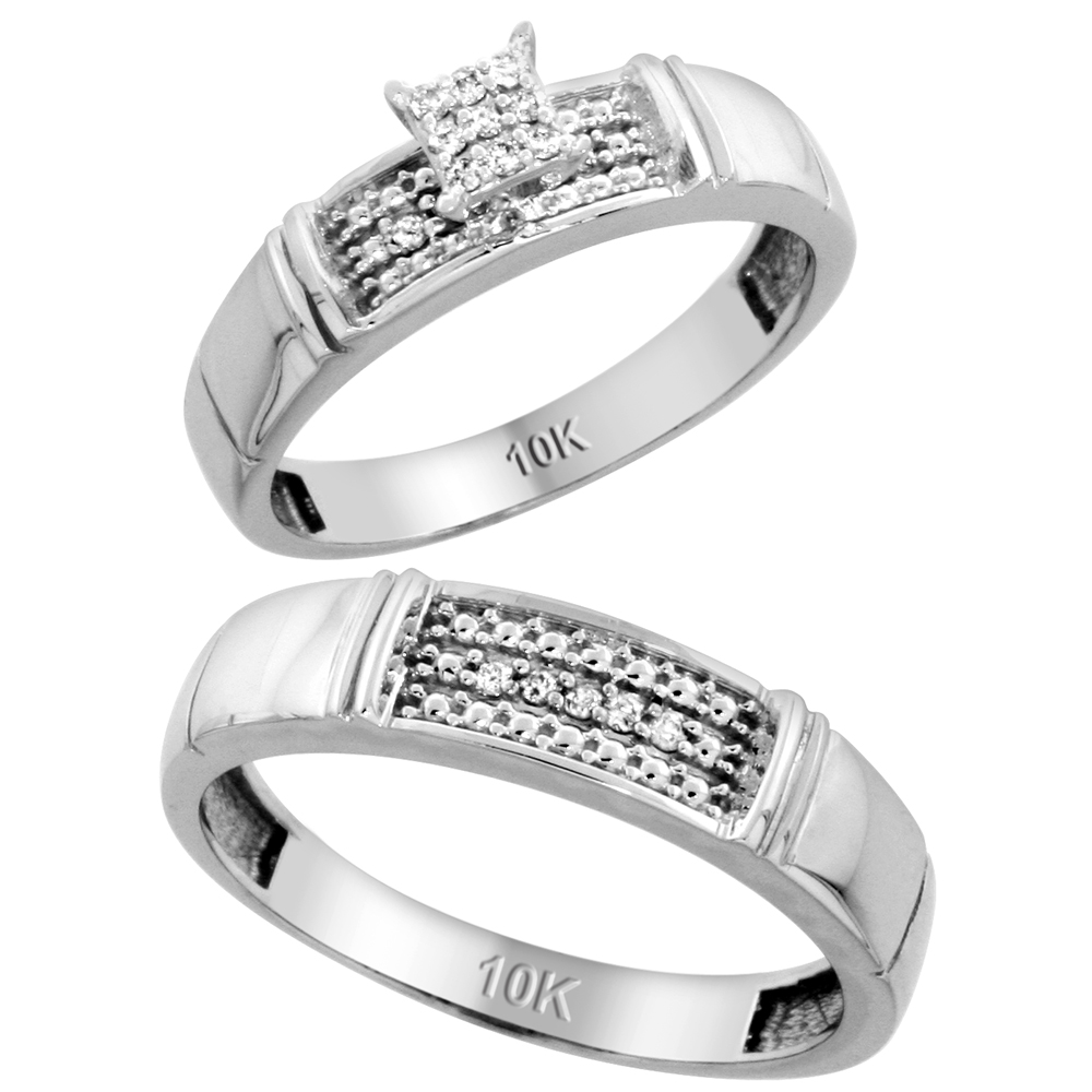 10k Gold His and Hers Diamond Wedding Ring Set 2-Piece 0.10 cttw 4.5 & 5mm