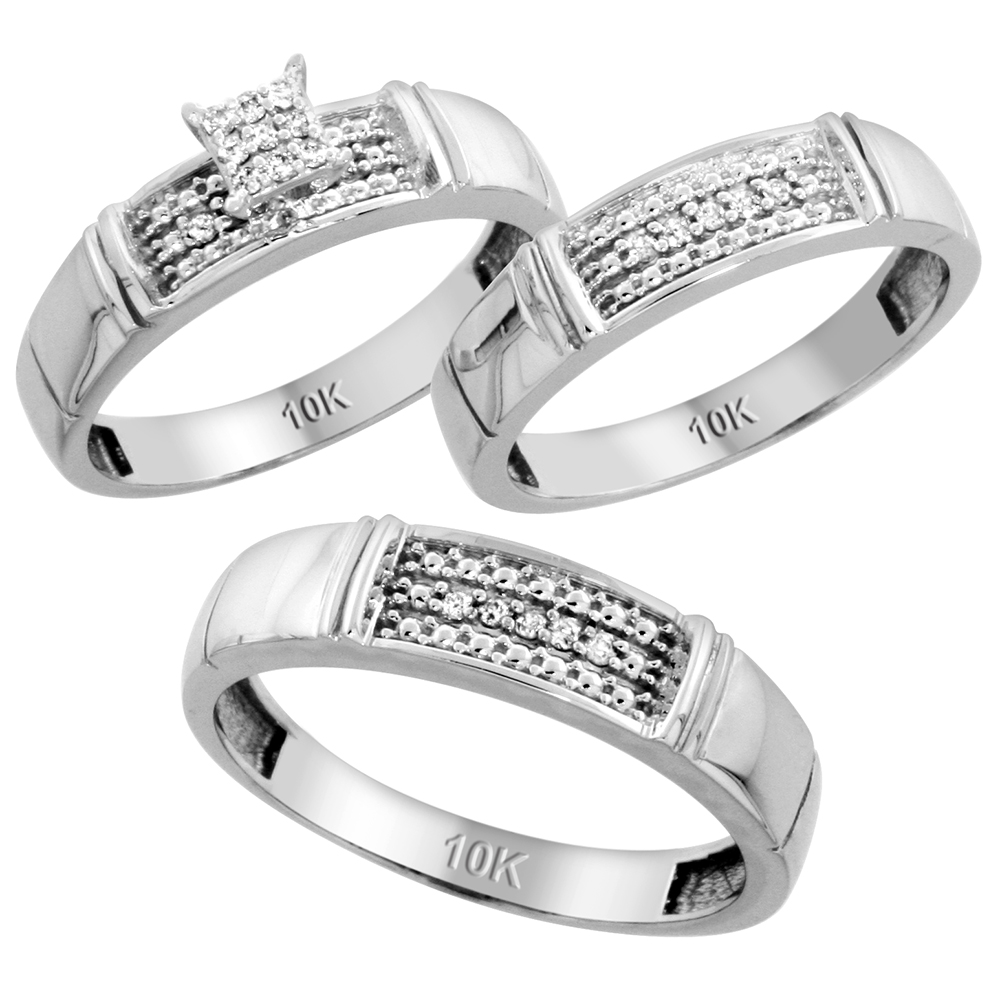 10k White Gold Diamond Engagement Ring 0.07 cttw Brilliant Cut, 3/16 inch 4.5mm wide