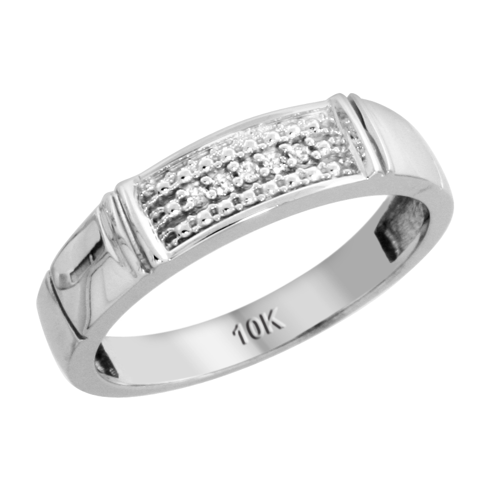 10k White Gold Ladies&#039; Diamond Wedding Band, 3/16 inch wide