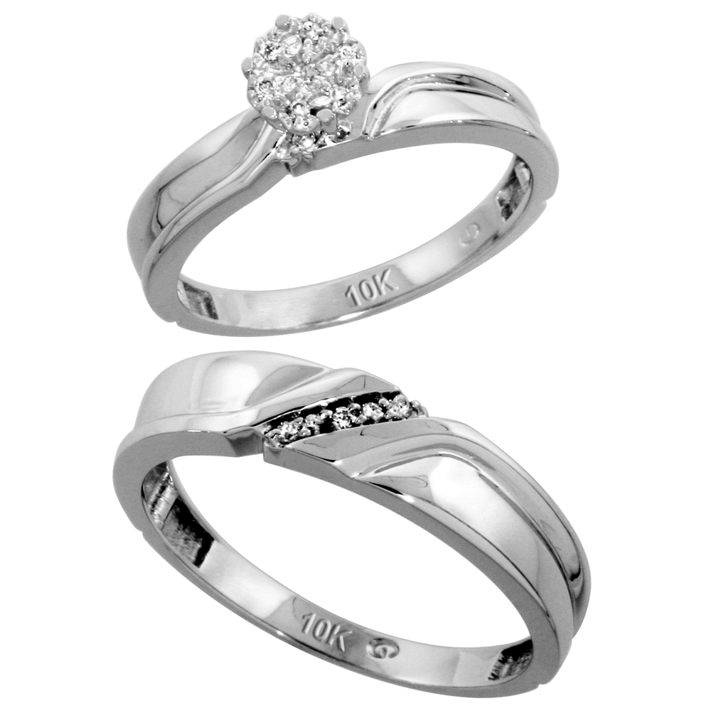 10k Gold His and Hers Diamond Wedding Ring Set 2-Piece 0.09 cttw 3.5 & 5mm