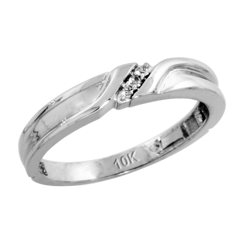 10k White Gold Ladies&#039; Diamond Wedding Band, 1/8 inch wide