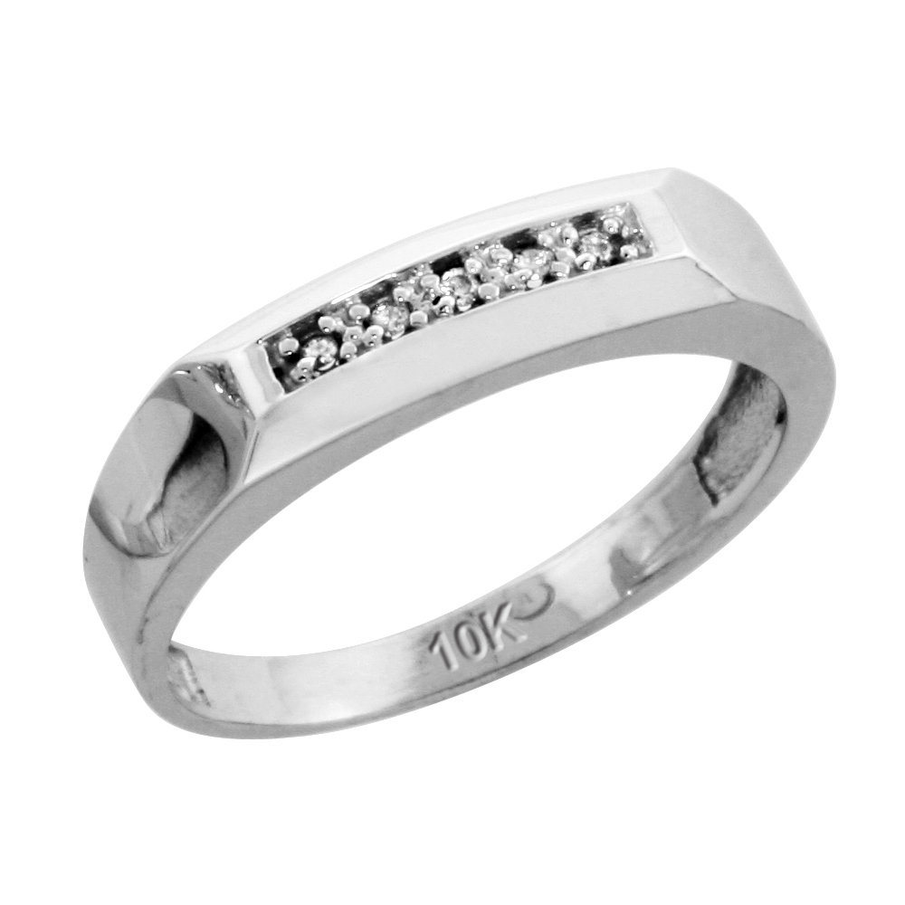 10k White Gold Ladies&#039; Diamond Wedding Band, 3/16 inch wide