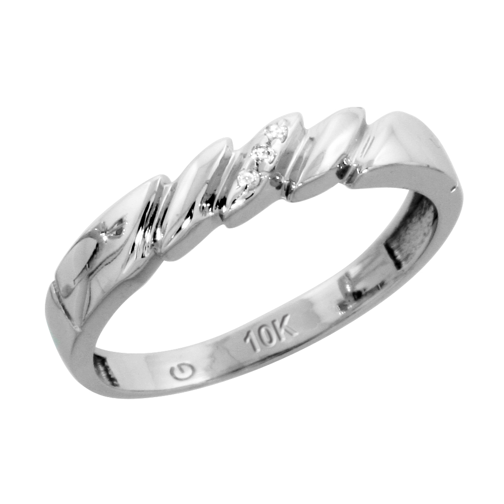 10k White Gold Ladies&#039; Diamond Wedding Band, 5/32 inch wide