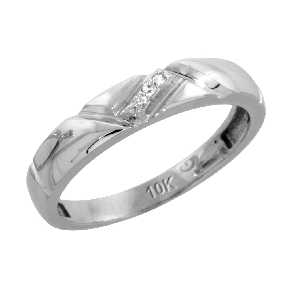 10k White Gold Ladies' Diamond Wedding Band, 5/32 inch wide