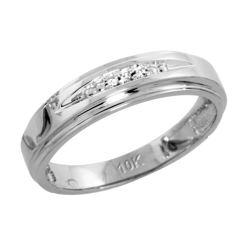 10k White Gold Ladies' Diamond Wedding Band, 3/16 inch wide