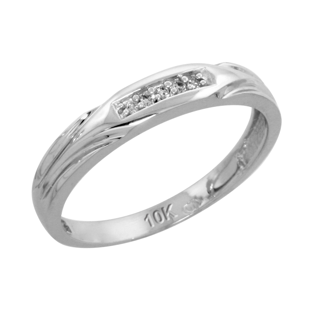 10k White Gold Ladies' Diamond Wedding Band, 1/8 inch wide