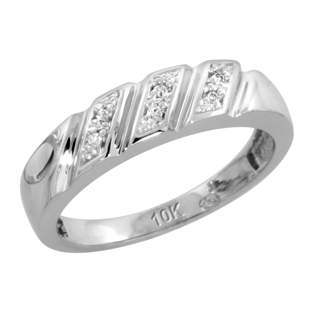 10k White Gold Ladies' Diamond Wedding Band, 3/16 inch wide