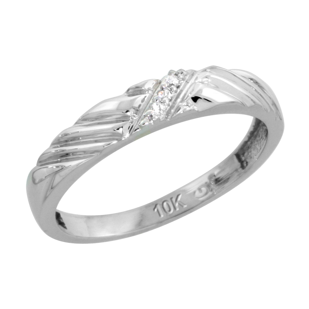 10k White Gold Ladies' Diamond Wedding Band, 1/8 inch wide