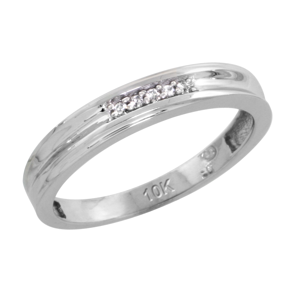 10k White Gold Ladies' Diamond Wedding Band, 1/8 inch wide