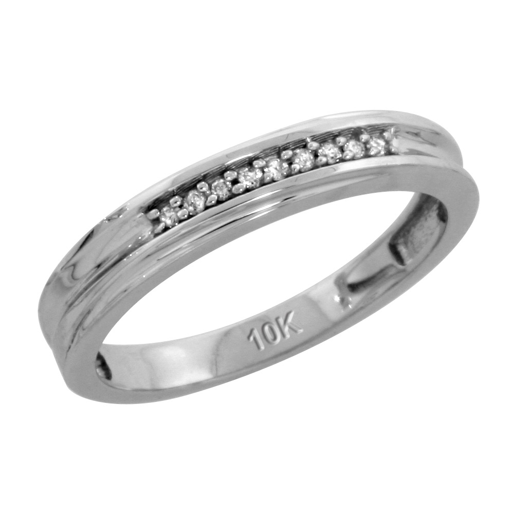 10k White Gold Ladies' Diamond Wedding Band, 1/8 inch wide