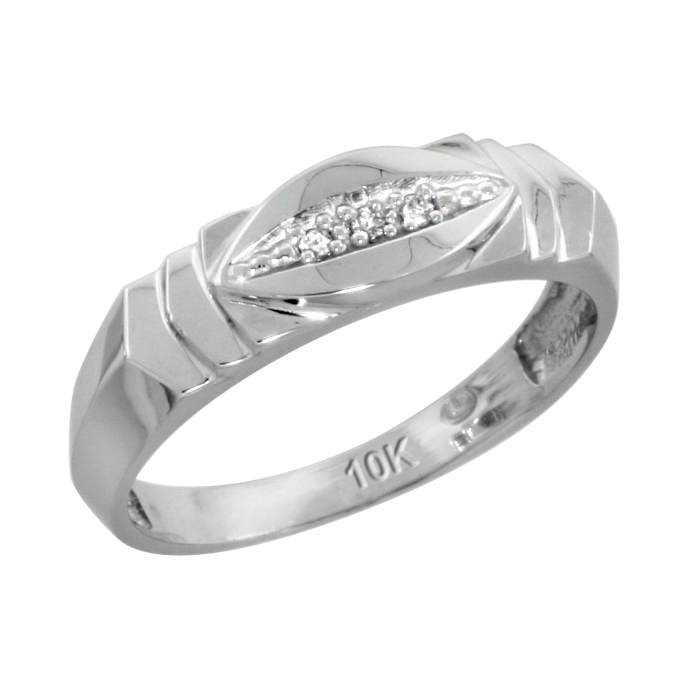 10k White Gold Ladies' Diamond Wedding Band, 3/16 inch wide