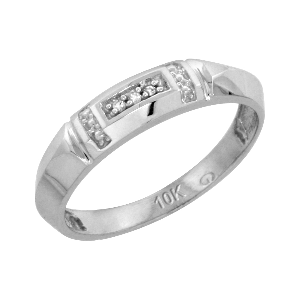 10k White Gold Ladies' Diamond Wedding Band, 5/32 inch wide