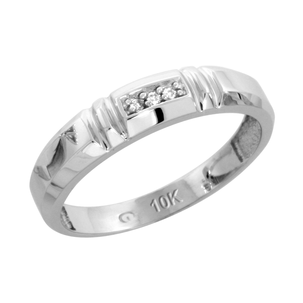 10k White Gold Ladies' Diamond Wedding Band, 5/32 inch wide