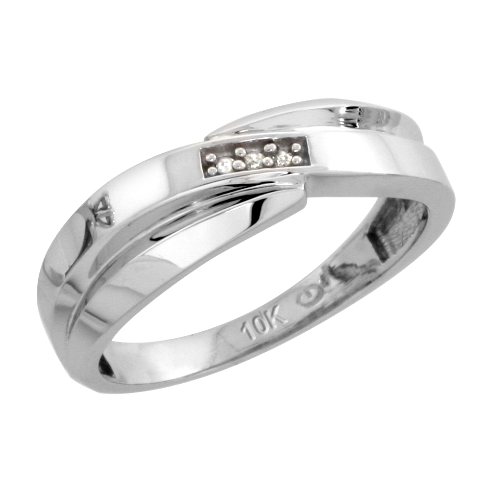 10k White Gold Ladies' Diamond Wedding Band, 1/4 inch wide